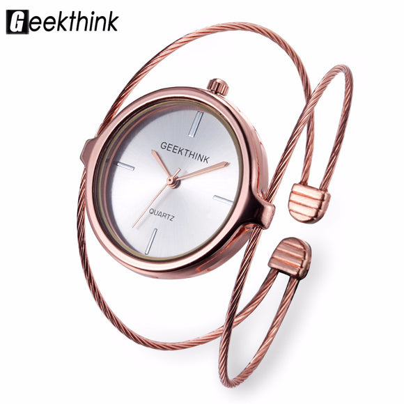 GEEKTHINK Unique Fashion Brand Quartz Watch Woman Bracelet Ladies Rose Gold