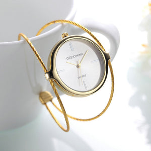 GEEKTHINK Unique Fashion Brand Quartz Watch Woman Bracelet Ladies Rose Gold