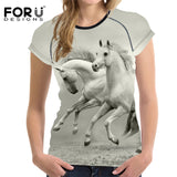 2018 Camiseta FORUDESIGNS Blue Women T Shirt Unicorn Woman Tops  Casual