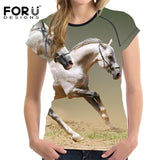 2018 Camiseta FORUDESIGNS Blue Women T Shirt Unicorn Woman Tops  Casual