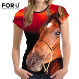 2018 Camiseta FORUDESIGNS Blue Women T Shirt Unicorn Woman Tops  Casual