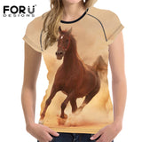 2018 Camiseta FORUDESIGNS Blue Women T Shirt Unicorn Woman Tops  Casual