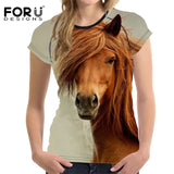 2018 Camiseta FORUDESIGNS Blue Women T Shirt Unicorn Woman Tops  Casual