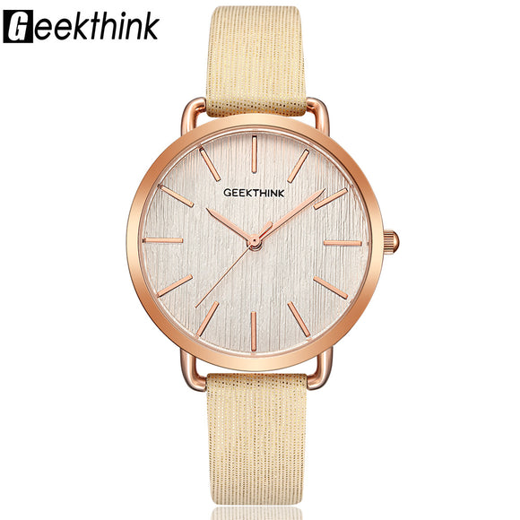 Geekthink Top Luxury brand Fashion Quartz Watch Women Ladies Wristwatch Rose Gold Casual Leather Dress Clock Female New relogio