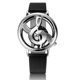 Unique Woman Quartz Analog Hollow Musical Note Style leather