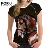 2018 Camiseta FORUDESIGNS Blue Women T Shirt Unicorn Woman Tops  Casual