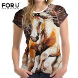 2018 Camiseta FORUDESIGNS Blue Women T Shirt Unicorn Woman Tops  Casual