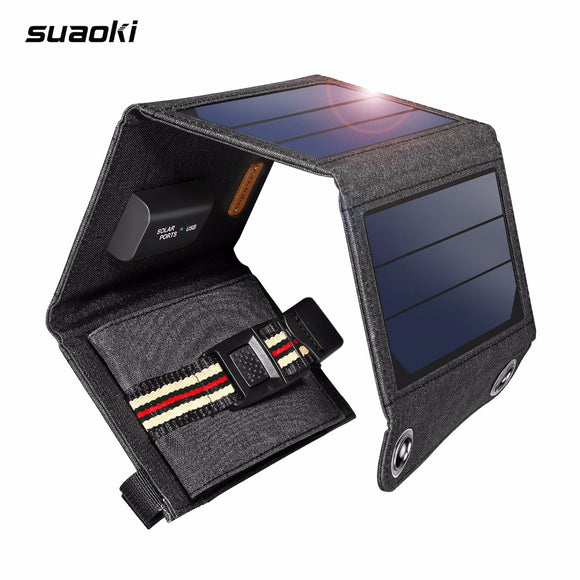 Suaoki Sunpower Portable 7W Folding Foldable Solar Panel Charger 5V 1A USB Output Mobile Power Bank For Phone