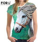 2018 Camiseta FORUDESIGNS Blue Women T Shirt Unicorn Woman Tops  Casual