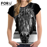 2018 Camiseta FORUDESIGNS Blue Women T Shirt Unicorn Woman Tops  Casual