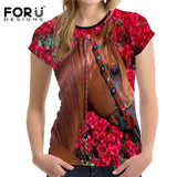 2018 Camiseta FORUDESIGNS Blue Women T Shirt Unicorn Woman Tops  Casual