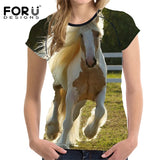 2018 Camiseta FORUDESIGNS Blue Women T Shirt Unicorn Woman Tops  Casual