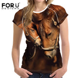 2018 Camiseta FORUDESIGNS Blue Women T Shirt Unicorn Woman Tops  Casual