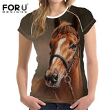 2018 Camiseta FORUDESIGNS Blue Women T Shirt Unicorn Woman Tops  Casual