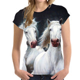 2018 Camiseta FORUDESIGNS Blue Women T Shirt Unicorn Woman Tops  Casual