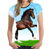 2018 Camiseta FORUDESIGNS Blue Women T Shirt Unicorn Woman Tops  Casual