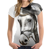 2018 Camiseta FORUDESIGNS Blue Women T Shirt Unicorn Woman Tops  Casual