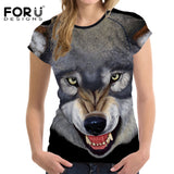 2018 Camisetas Summer Women l  Girls Crop Tops Funny 3D Wolf Animal  Shirts Tee