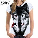 2018 Camisetas Summer Women l  Girls Crop Tops Funny 3D Wolf Animal  Shirts Tee