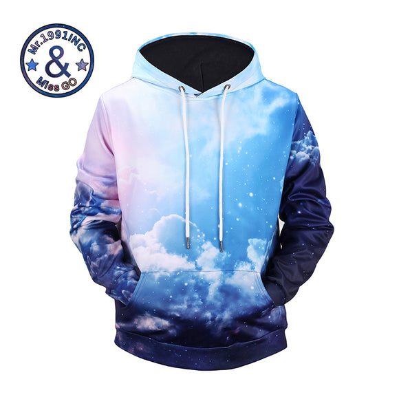 New Arrival Mr.1991INC&Miss GO 3D Men Hoodies Cloud Sky Printing Full Sleeve 94.4% Polyester 5.6% Spandex Popular Sweatshirts