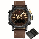 2018 NAVIFORCE Luxury Brand Men Analog LED Watches Man Leather Quartz Clock