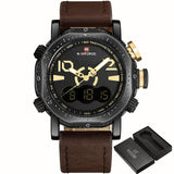 2018 NAVIFORCE Luxury Brand Men Analog LED Watches Man Leather Quartz Clock