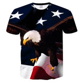 2018 Camistas Fashion Summer Cool Eagle Hawk Printed T Shirts Summer American  Unisex Men's 3D