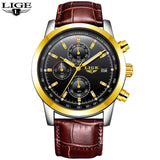 2018 LIGE Mens Watches Top Brand Luxury Leather Quartz Watch Men  Relogio Masculino