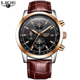 2018 LIGE Mens Watches Top Brand Luxury Leather Quartz Watch Men  Relogio Masculino