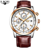 2018 LIGE Mens Watches Top Brand Luxury Leather Quartz Watch Men  Relogio Masculino