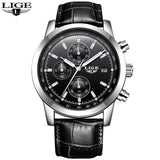 2018 LIGE Mens Watches Top Brand Luxury Leather Quartz Watch Men  Relogio Masculino