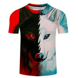 Where Light And Dark Meet by JoJoesart Wolf 3d T-shirt Drop Ship Top Tee Short Sleeve Camiseta Round Neck Tshirt Fashion T-shirt