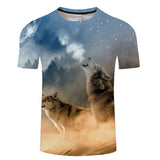 Where Light And Dark Meet by JoJoesart Wolf 3d T-shirt Drop Ship Top Tee Short Sleeve Camiseta Round Neck Tshirt Fashion T-shirt