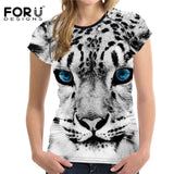 FORUDESIGNS 3D White Tiger Women T Shirt Crop Top For Woman T-shirt 2018 Summer