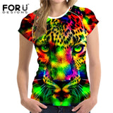 FORUDESIGNS 3D White Tiger Women T Shirt Crop Top For Woman T-shirt 2018 Summer