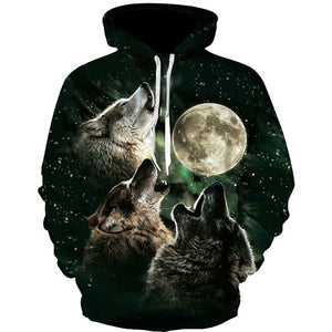 New Arrival Wolf-hoodie Men Long Sleeve Printing Moleton Sweatshirts