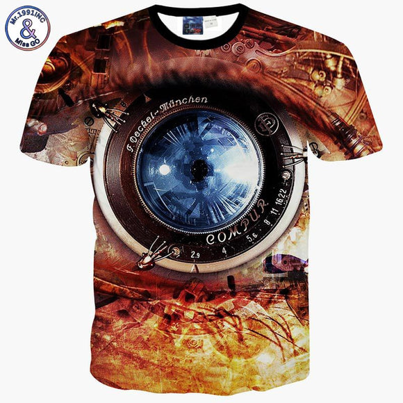 Cool 3D Vintage mechanical watch print Men's Shirt